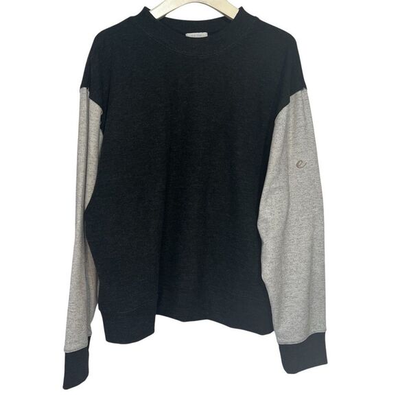 Calme by Johnny Was Mock-Neck Cozy Sweatshirt Womens XL Black Gray Pullover Top - Picture 3 of 7